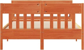 vidaXL Σκελετός Κρεβ. Χωρίς Στρώμα Καφέ Κεριού 135x190 εκ Μασίφ Πεύκο