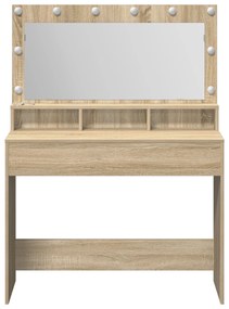 vidaXL βιβλιοθήκη  με LED φώτα, ψηφιακή οξιά 100x41x135 εκ