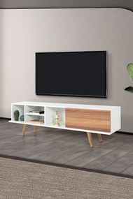 Έπιπλο Τηλεόρασης Λευκό / Καρυδί DACREL 160x35x18