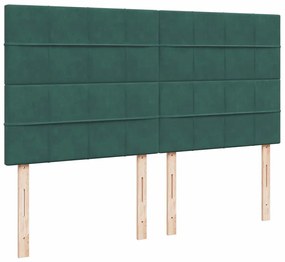 Οθωμανικό κρεβάτι με στρώματα&amp;LEDs Dark Green 180x200cm Velvet - Πράσινο