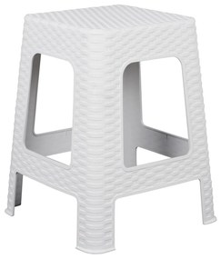 Σκαμπό C5448.03 Τετράγωνο Λευκό Rattan 28,5x28,5x45 εκ. 28.5x28.5x45 εκ.