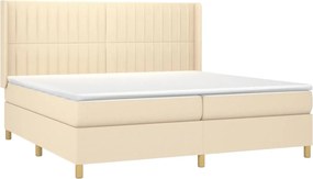 vidaXL Κρεβάτι Boxspring με Στρώμα Κρεμ 200x200 εκ. Υφασμάτινο