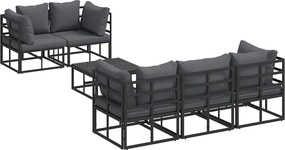 vidaXL Σετ Καναπέ Κήπου με μαξιλάρι 6 pcs Μαύρο Ατσάλι
