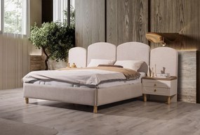 Stewehome Πολυτελής Κρεβατοκάμαρα MDF με Αποθηκευτικό Χώρο –μπεζ 160x200 cm