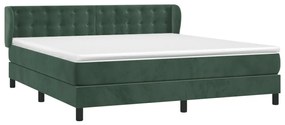 vidaXL Κρεβάτι Boxspring με Στρώμα Σκούρο Πράσινο 160x200εκ. Βελούδινο