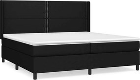 vidaXL Κρεβάτι Boxspring με Στρώμα Μαύρο 200x200 εκ. Υφασμάτινο