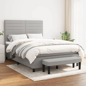 vidaXL Κρεβάτι Boxspring με Στρώμα Ανοιχτό Γκρι 140x200 εκ. Υφασμάτινο