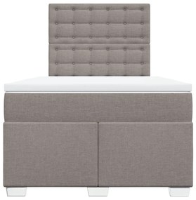 vidaXL Κρεβάτι Boxspring με Στρώμα Taupe 120x190 εκ. Υφασμάτινο