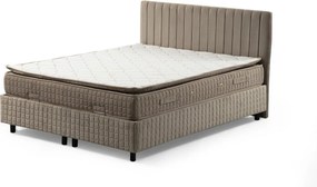 Single Mattress, Base &amp; Headboard Safir Set 90 x 190 v2 - Brown Brown