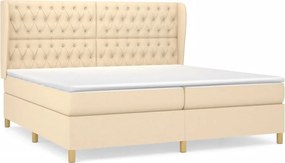 vidaXL Κρεβάτι Boxspring με Στρώμα Κρεμ 200x200 εκ. Υφασμάτινο