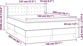 vidaXL Κρεβάτι Boxspring με Στρώμα Μαύρο 140x200 εκ. Υφασμάτινο