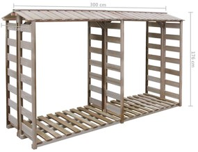 Υπόστεγο Αποθήκευσης Καυσόξυλων 300x90x176 εκ. Εμποτισμ. Πεύκο - Καφέ