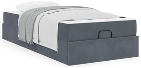 vidaXL Σκελετός κρεβατιού με στρώμα 2 pcs Σκούρο Γκρι Βελούδο