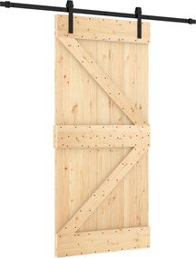 vidaXL Συρόμενη Πόρτα Φυσικό και Μαύρο 95 x 210 cm