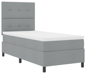 vidaXL Κρεβάτι με Βάση και Στρώμα Ανοιχτό Γκρι 90x200 εκ. Ύφασμα