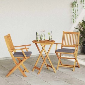 vidaXL Πτυσσόμενη Καρέκλα με μαξιλάρι 2 pcs Γκρι 49 x 57.5 x 92εκ