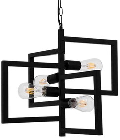 00904 GloboStar® GLOBOSTAR® LOOP 00904 Μοντέρνο Κρεμαστό Φωτιστικό Οροφής με Ντουί 4 x E27 AC 220-240V IP20 - Μαύρο - Μ52 x Π52 x Υ42cm