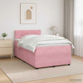 vidaXL Κρεβάτι box spring με στρώμα Ροζ 120 x 190 cm Βελούδο