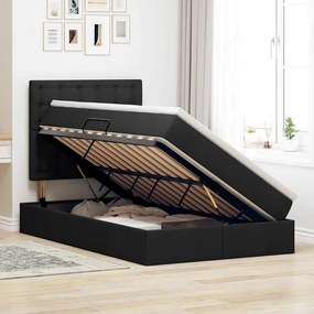 vidaXL LED Κρεβάτι αποθήκευσης με στρώμα Μαύρο 120 x 190 cm Ύφασμα