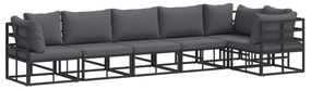 Σετ Καναπέ Κήπου με μαξιλάρι 6 pcs Μαύρο Αλουμίνιο