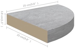 Ράφια Τοίχου Γωνιακά 2 τεμ. Δρυς/Λευκό 25 x 25 x 3,8 εκ από MDF - Γκρι