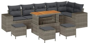 vidaXL Σετ Καναπέ Κήπου 10 pcs Γκρι συνθετικό ρατάν
