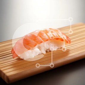 Intra Συλλεκτικό Ξύλινο Παζλ Plywood  4mm - Nigiri Sushi με σολομό σε ξύλινη σανίδα Σε Ξύλινο Κουτί - Διαστάσεις: 10x10 cm – 25 κομμάτια