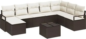 vidaXL Σετ Καναπέ με μαξιλάρι 9 pcs Καφέ συνθετικό ρατάν