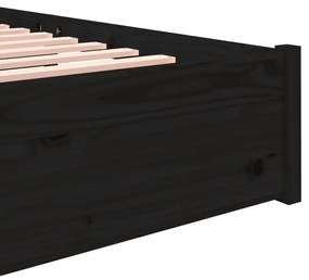 vidaXL Πλαίσιο Κρεβατιού Μαύρο 120 x 190 εκ. Μασίφ Ξύλο Small Double