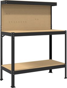 vidaXL Εργαστηριακός πάγκος με ράφι Μαύρο 114 x 54 x 145 εκ.