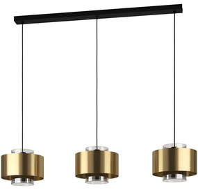 Φωτιστικό Οροφής - Ράγα Duglia 390067 128x28x150cm 3xE27 40W Black-Gold Eglo Ατσάλι,Γυαλί