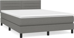 vidaXL Κρεβάτι Boxspring με Στρώμα Σκούρο Γκρι 140x190 εκ. Υφασμάτινο