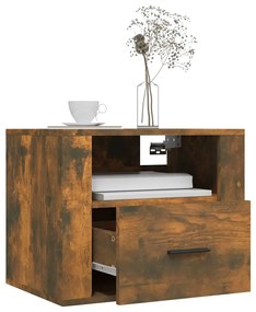 vidaXL Κομοδίνα Επιτοίχια 2 τεμ. Καπνιστή Δρυς 50x36x40 εκ.