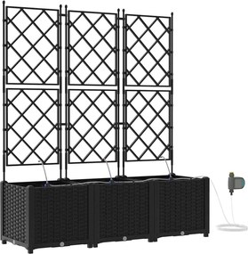 vidaXL Γλάστρα Κήπου 3 pcs Μαύρο Ατσάλι