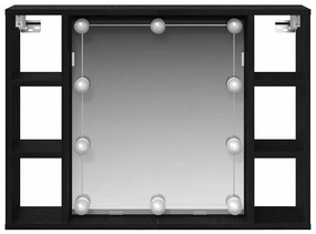 vidaXL Ντουλάπα Καθρέφτη Μαύρη δρυς 76 x 15 x 55 εκ Επεξεργασμένο ξύλο