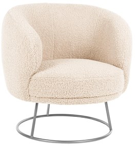 ARMCHAIR ARIEN  BOUCLE FABRIC IN WHITE-SILVER METAL BASE 78x75x84Hcm.