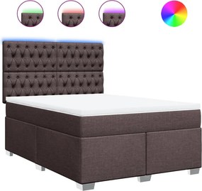 vidaXL Κρεβάτι Boxspring με Στρώμα Σκούρο Καφέ 140x200 εκ Υφασμάτινο
