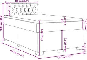 VidaXL Κρεβάτι Boxspring με Στρώμα Σκούρο Γκρι 120x190 εκ Υφασμάτινο