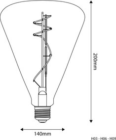 LED Filament Λαμπτήρας H06 Cone 140 Μελί 8,5W E27 Dimmable 2200K