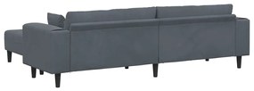 vidaXL Βελούδινος καναπές 3 pcs Σκούρο Γκρι 208 εκ. Βελούδο