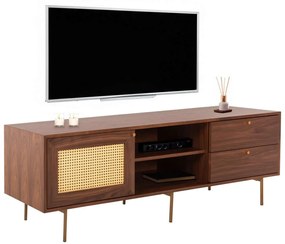 Έπιπλο Τηλεόρασης Meen HM9736 160x40x52cm Walnut-Gold Mdf, Metal