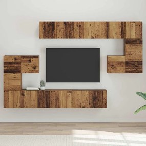 vidaXL Σετ επίπλου τηλεόρασης 10 pcs Παλαιό ξύλο 180 x 30 x 90.5 εκ