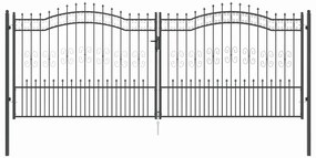 vidaXL Πύλη Φράχτη με Στρογγυλή Κορυφή Γκρι 404 x 150 εκ. Ατσάλι