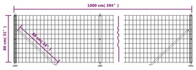 vidaXL Συρματόπλεγμα Περίφραξης Πράσινο 0,8x10 μ. με Βάσεις Φλάντζα