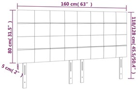 Κεφαλάρι Κρεβατιού LED Σκούρο Γκρι 160x5x118/128 εκ. Βελούδινο - Γκρι