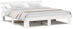 vidaXL Κρεβάτι με Κεφαλάρι Λευκό 180x200 εκ. Μασίφ Ξύλο Πεύκου
