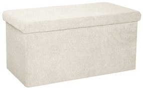 Σκαμπό-μπαούλο Forward pakoworld ύφασμα μπουκλέ ivory 76.5x38x37.5εκ