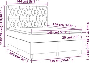 vidaXL Κρεβάτι Boxspring με Στρώμα Taupe 140x190 εκ. Υφασμάτινο