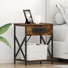 vidaXL Κομοδίνο Καπνιστή δρυς 41 x 31 x 51 εκ. Επεξεργασμένο ξύλο