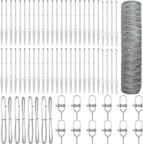 vidaXL Στύλος Περιφράξεων Ασημί 100 x 0,5 μ (πλέγμα 36 χιλ.) Ατσάλι